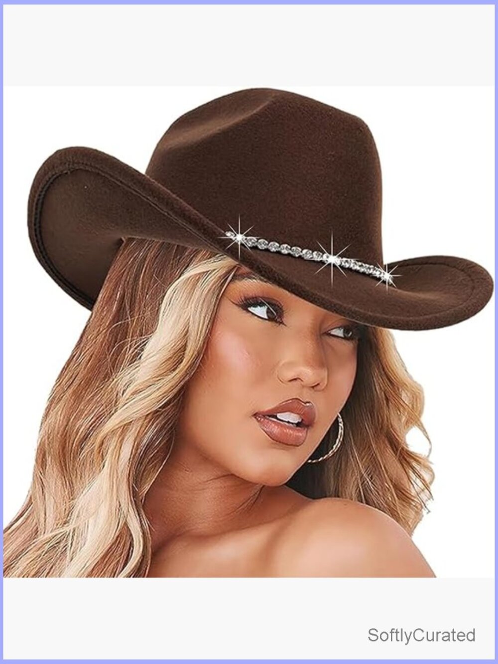 Sparkly Rhinestone Western Cowgirl Hat Sparkle Bling Felt Rodeo Hat Medium Large - Picture 1 of 7